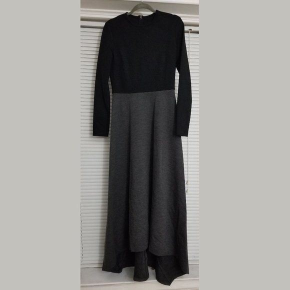 Asymmetric Two-tone Wool-Blend Jersey Maxi Dress - Picture 2 of 4
